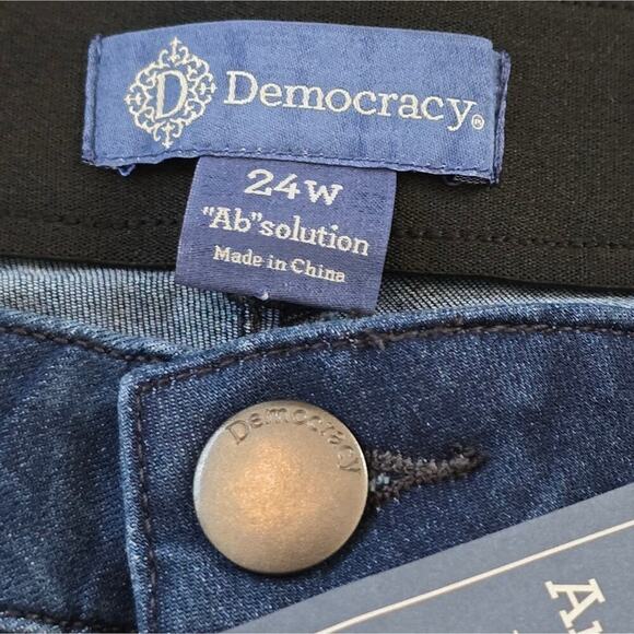 Democracy "Ab"solution® Blue Ankle Skimmer Distressed‎ Jean Plus Size 24 W New - Picture 14 of 15